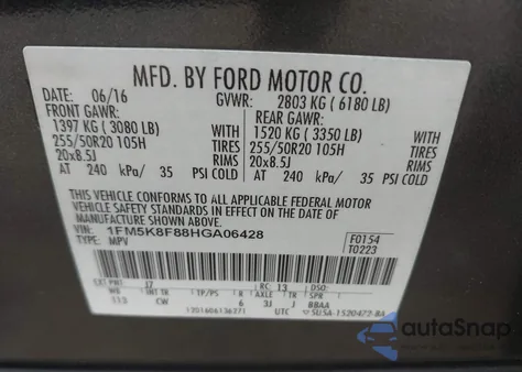 2017 Ford Explorer Limited from USA, damaged, VIN 1FM5K8F88HGA06428